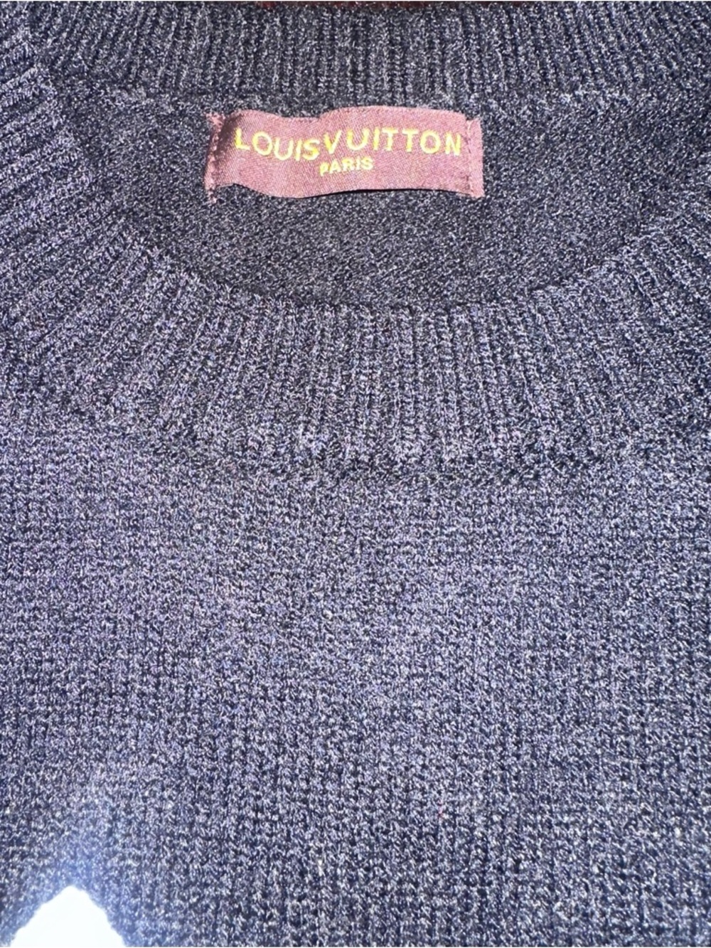 LV Black Crewneck Sweater with White LV Logo - Picture 3 of 3